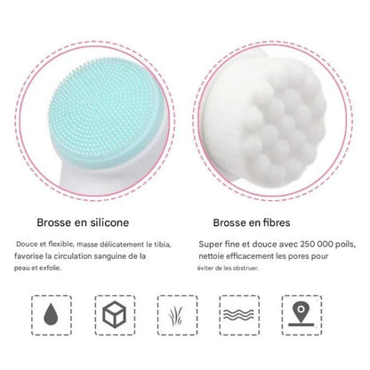 Brosse Nettoyante Double Face – Élimine Impuretés et Cellules Mortes